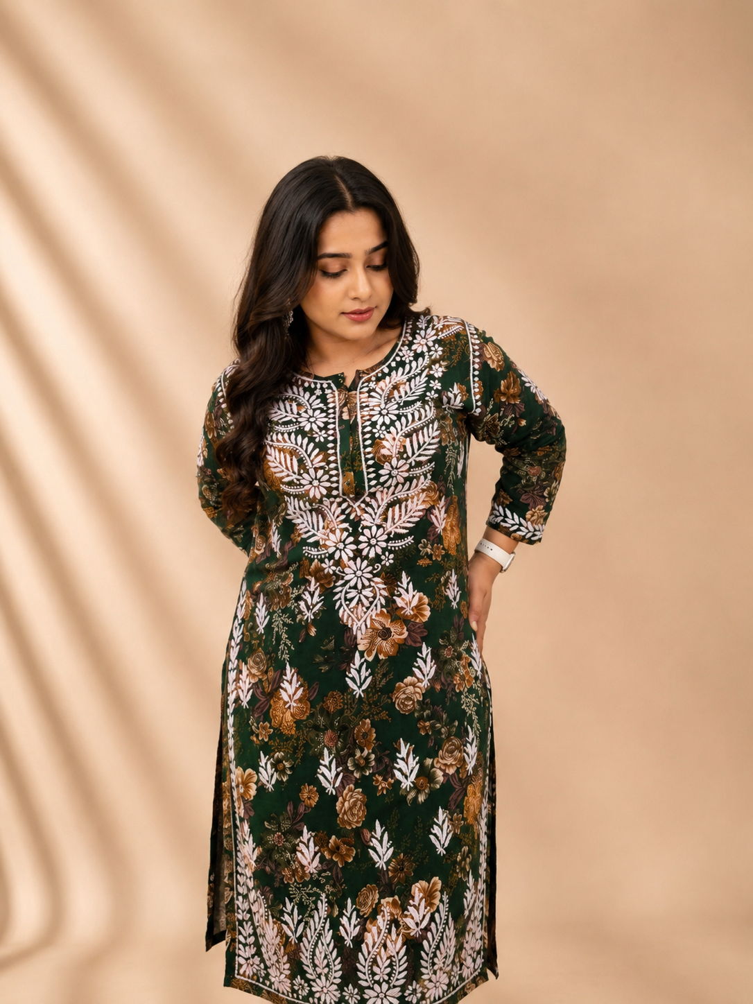 SHAKH Emerald Bloom Chikankari Cotton Co-ord Set